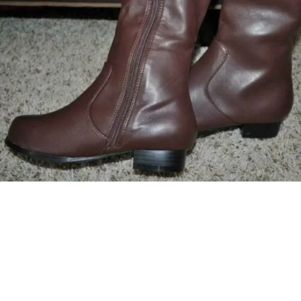 Cowboy Boots XL 4/5 Brown Knee High Zip Halloween Pretend Play Dress Up Kids